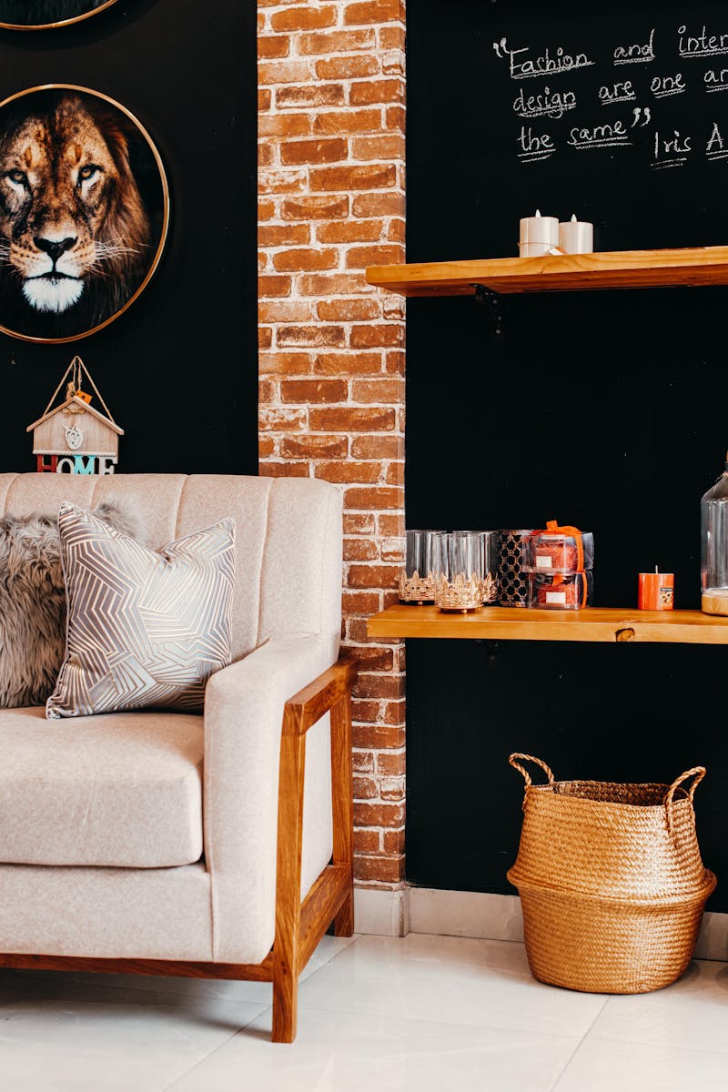 Salon cosy avec un mur d'accent peint dans une couleur audacieuse